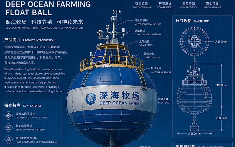 Deep Ocean Farming Float Ball Blueprint Poster