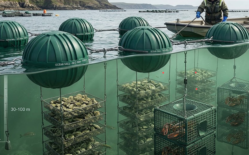 Marine aquaculture floating balls